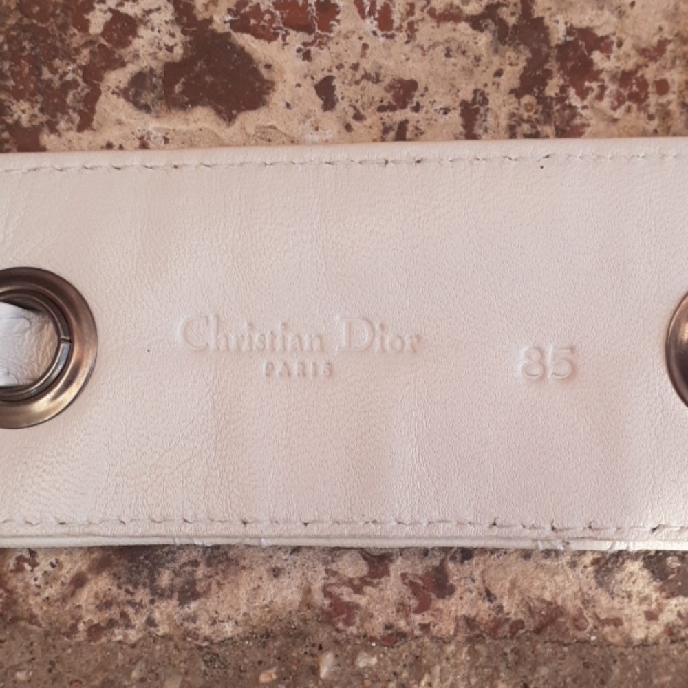 Christian Dior Leather Belt White Crystal Buckle - Picture 6 of 7